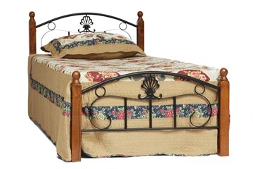 Спальная кровать РУМБА (AT-203)/ RUMBA  дерево гевея/металл, 90*200 см (Single bed), красный дуб/черный в Пензе