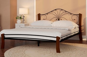 Кровать полутороспальная Фортуна 4 Лайт, 1400, черный/махагон в Пензе