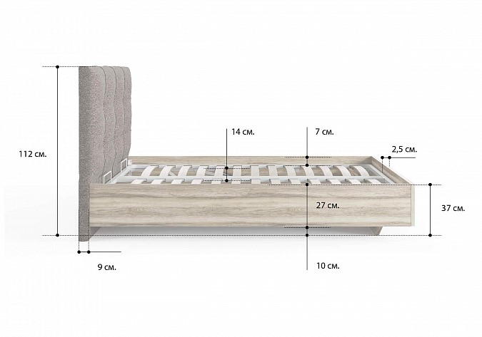 Кровать с механизмом двуспальная Victoria (ясень ориноко) 180х190 в Пензе - изображение 1