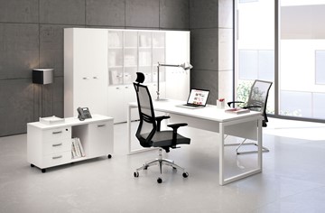 Офисный комплект мебели А4 (металлокаркас QUATTRO) белый премиум / металлокаркас белый в Пензе - предосмотр 1