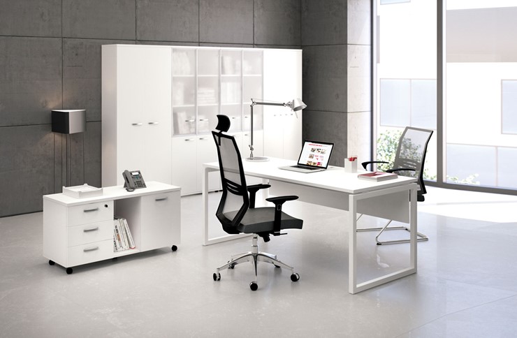 Офисный комплект мебели А4 (металлокаркас QUATTRO) белый премиум / металлокаркас белый в Пензе - изображение 1