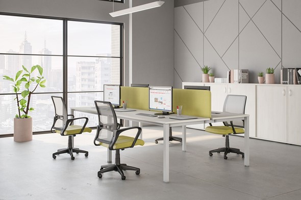 Набор мебели в офис Комфорт КФ (белый премиум) на белом металокаркасе в Пензе - изображение