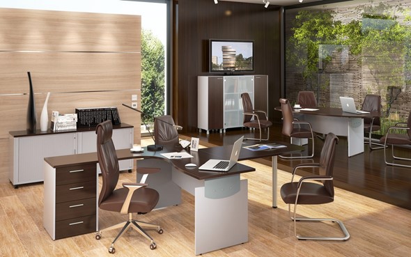 Мебель для персонала OFFIX-NEW для двух сотрудников и руководителя в Пензе - изображение