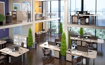 Офисный комплект мебели Xten в опенспэйс для четырех сотрудников в Пензе