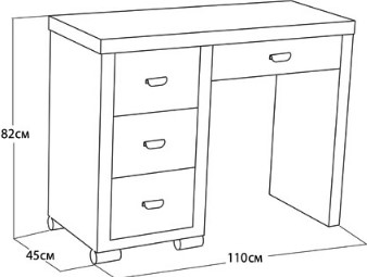 Туалетный стол OrmaSoft 2, 4 ящика, левый, экокожа серая/белая в Пензе - изображение 1