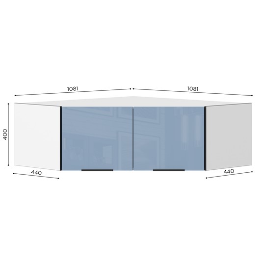 Антресоль углового шкафа 45 гр Урбан ЛД 528.320.000, Белый/Капри Синий в Пензе - изображение 1