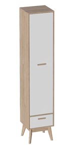 Детский шкаф одностворчатый Калгари, Дуб натуральный светлый/Белый матовый в Пензе