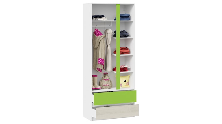 Распашной детский шкаф Сканди СМ-386.07.26-26 (Дуб Гарден, Белая, Зеленый) в Пензе - изображение 1