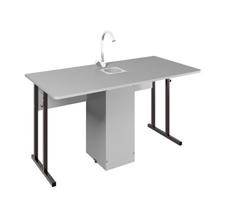 Стол ученический 2-местный для кабинета химии Стандарт 5, Пластик Серый/Коричневый в Пензе - изображение