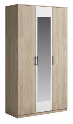 Шкаф 3 двери Светлана, с зеркалом, белый/дуб сонома в Пензе - изображение