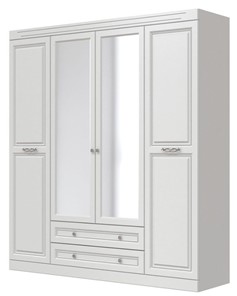 Шкаф четырехдверный в спальню Олимп ШР-4 (Белый) 2 зеркала в Пензе