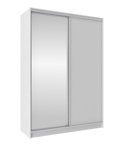 Шкаф 2-х дверный 1600 Домашний Зеркало/ЛДСП, Белый в Пензе
