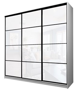 Шкаф 3-х дверный MAX МШ-25-6-24/2-222, Профиль Черный/Цвет Белый/Oraclal белый в Пензе
