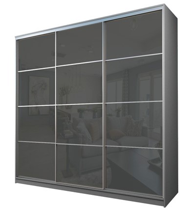 Шкаф 3-х дверный MAX МШ-27-6-27/2-222, Профиль Серебро/Цвет Серый/с темно-серой пленкой Oracal в Пензе - изображение