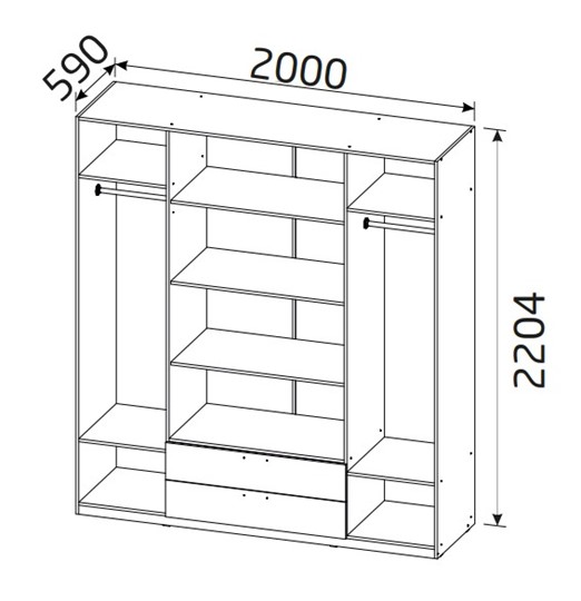 Шкаф 4-х дверный Вега с 2 ящиками в Пензе - изображение 1