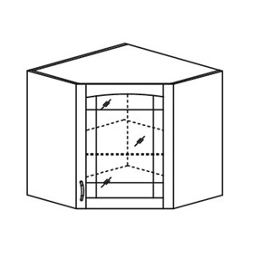 Кухонный шкаф Кантри настенный угловой со вставкой из стекла 718*600*600 мм в Пензе