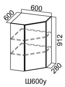 Шкаф навесной угловой, Модус, Ш600у/912, галифакс в Пензе
