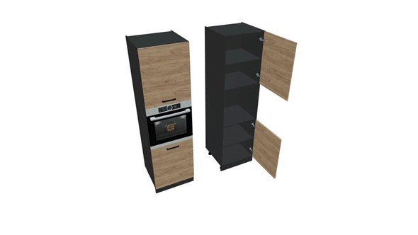 Кухонный шкаф-пенал П7 2, Дуб крафт/Антрацит в Пензе - изображение