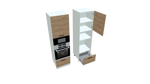 Шкаф-пенал на кухню П7 3, Дуб крафт/Белый в Пензе - изображение