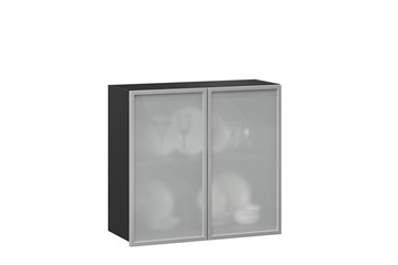 Шкаф кухонный 800, Шервуд, со стеклом ЛД 281.361.000.030, серый/черный в Пензе