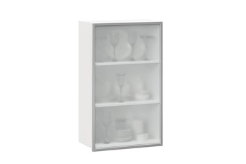Шкаф кухонный высокий 600, Шервуд, со стеклом левый, ЛД 281.451.000.126, белый/серый в Пензе