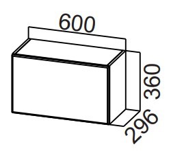 Навесной кухонный шкаф Стайл, ШГ600/360 горизонтальный, МДФ в Пензе