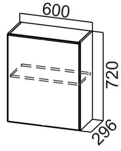 Навесной кухонный шкаф Стайл, Ш600/720(1ств), МДФ в Пензе