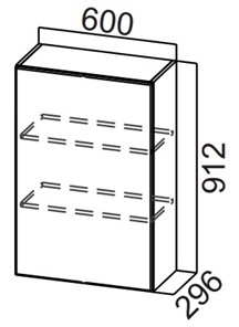 Навесной кухонный шкаф Стайл, Ш600/912(1ств), МДФ в Пензе