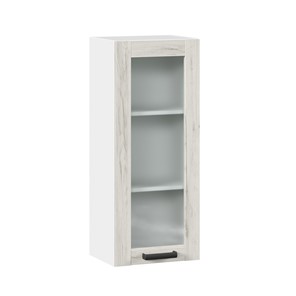 Навесной шкаф 400 высокий со стеклом Винченца ЛД 234.420.000.036, Белый/Дуб Крафт белый в Пензе