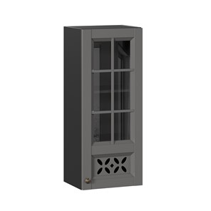 Навесной шкаф Амели-3 400 высокий со стеклом ЛД 299.420.000.042, Черный/Оникс серый в Пензе