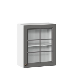 Кухонный шкаф Амели-3 600 со стеклом ЛД 299.350.000.030, Белый/Оникс серый в Пензе