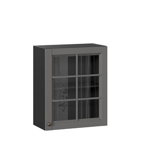 Кухонный шкаф Амели-3 600 со стеклом ЛД 299.350.000.032, Черный/Оникс серый в Пензе
