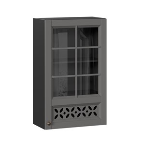 Шкаф на кухню Амели-3 600 высокий со стеклом ЛД 299.450.000.048, Черный/Оникс серый в Пензе