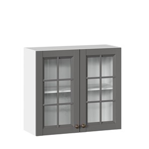Кухонный шкаф Амели-3 800 со стеклом ЛД 299.360.000.034, Белый/Оникс серый в Пензе