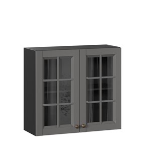 Шкаф кухонный Амели-3 800 со стеклом ЛД 299.360.000.036, Черный/Оникс серый в Пензе