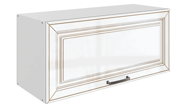 Навесной кухонный шкаф Атланта L800 Н360 (1 дв. гл.) эмаль (белый/белый глянец патина золото) в Пензе - предосмотр