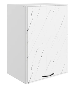 Настенный шкаф Монако L500 Н720 (1 дв. гл.), белый/мрамор пилатус матовый в Пензе