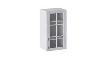 Навесной кухонный шкаф Прованс (Белый глянец/Санторини светлый) со стеклом В_72-40_1ДРс в Пензе