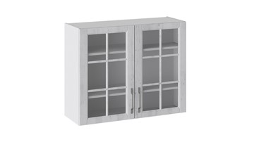 Настенный шкаф Прованс (Белый глянец/Санторини светлый) со стеклом В_72-90_2ДРс в Пензе