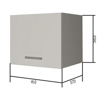 Кухонный навесной шкаф ВГ45Г, Белое гладкое Ламарти/Антрацит в Пензе