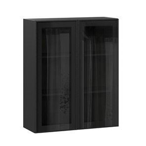 Настенный шкаф высокий со стеклом 800 Индиго ЛД 298.460.000.156, Чёрный/Чёрный в Пензе