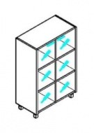 Шкаф со стеклянными дверьми Offix-NEW OMC 87.2  874x450x1329 Дуб Сонома светлый/Металлик в Пензе