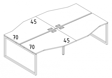 Рабочая станция столы (4х120) Техно на металлокаркасе QUATTRO А4, 240x184x75 белый премиум / металлокаркас белый А4 Б4 189-2 БП в Пензе