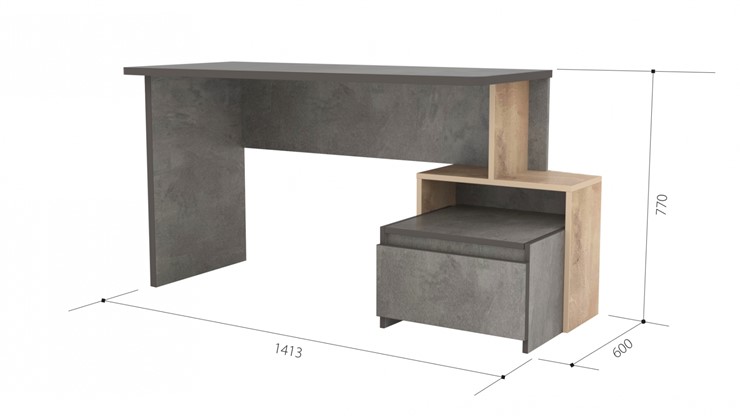 Письменный стол СП-5, Камень темный / Дуб Эльза, правый в Пензе - изображение 1