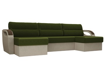 П-образный диван Форсайт, Зеленый/Бежевый (микровельвет) в Пензе