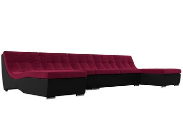 П-образный диван Монреаль, Бордовый\Черный (Микровельвет\Экокожа) в Пензе