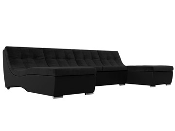 П-образный диван Монреаль, Черный\Черный (Велюр\Экокожа) в Пензе