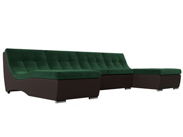 П-образный диван Монреаль, Зеленый\Коричневый (Велюр\Экокожа) в Пензе
