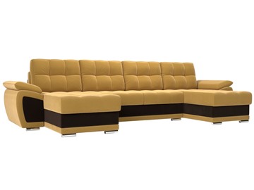 П-образный диван Нэстор, Желтый/Коричневый (микровельвет) в Пензе