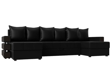 П-образный диван Венеция боннель, Черный (Экокожа) в Пензе